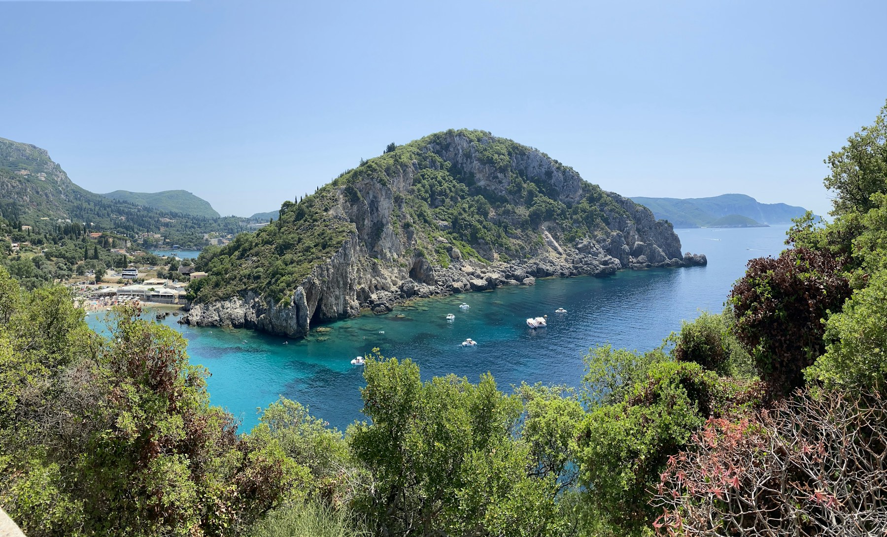 Turquoise coastline seen from above